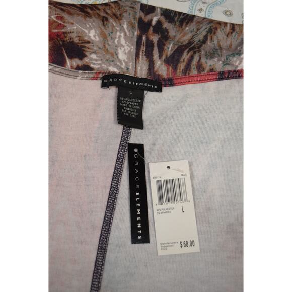 NEW Grace Elements L Wrap Top Cowl Neck Dolman Sleeves Abstract Print Oversized - Picture 12 of 15